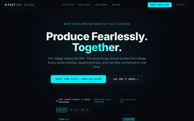 Screenshot of FAST/OS — The Shared Operating Canvas for Film/Television