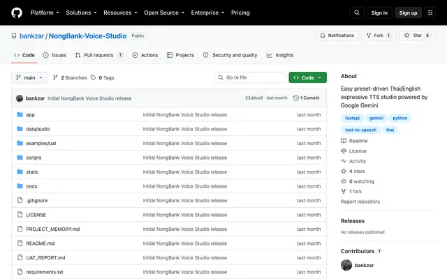 Screenshot of GitHub - bankzar/NongBank-Voice-Studio: Easy preset-driven T
