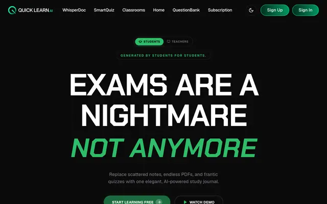 Screenshot of QuickLearn AI