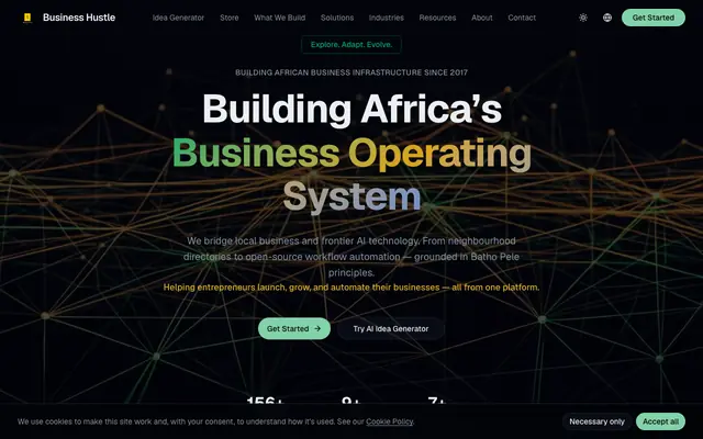 Screenshot of Business Hustle | Digital Infrastructure & AI Operations for South Africa