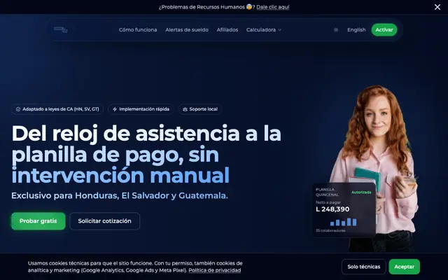 Screenshot of Software de recursos humanos (RRHH) | Asistencia biométrica + nómina | Humano SI
