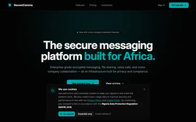 Screenshot of SecureComms