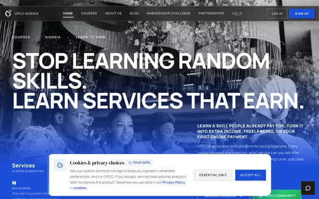 Screenshot of UPCO — Learn Skills People Pay For | Make Money Online Nigeria