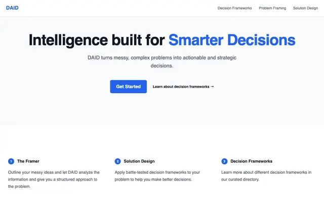Screenshot of DAID - Decision Intelligence