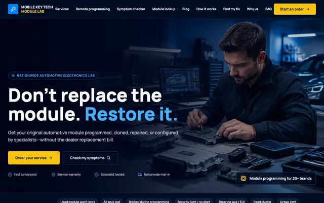 Screenshot of Mobile Key Tech Lab | Automotive Module Programming & Repair