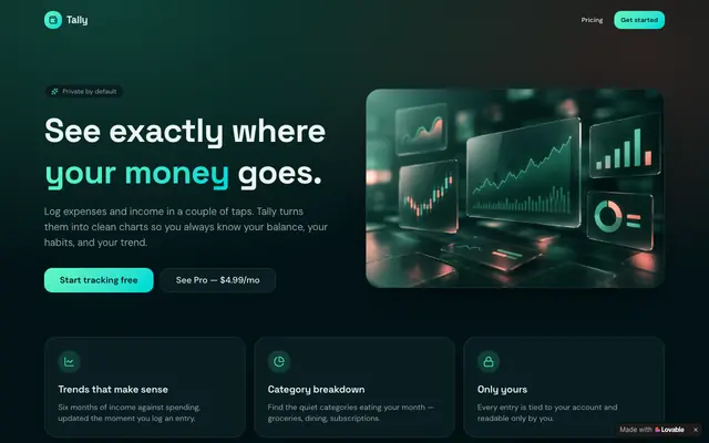 Screenshot of Tally — See where your money goes