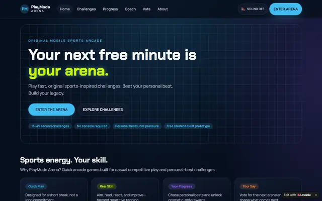 Screenshot of PlayMode Arena | Original Mobile Sports Arcade Challenges