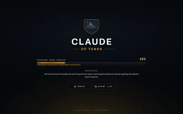 Screenshot of Claude of Tanks — Free Browser Tank Game | 200 Tanks, 31 Battlefields