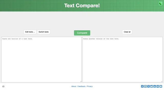 Screenshot of Text Compare! - Find differences between two text files
