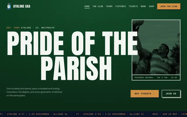 Screenshot of Athlone GAA: Pride of the Parish since 1905