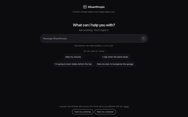 Screenshot of Misanthropic