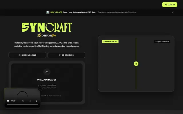 Screenshot of Syncraft | AI Sublimation Design Extractor & Vector Tracer