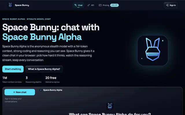 Screenshot of Space Bunny — Chat with Space Bunny Alpha Online