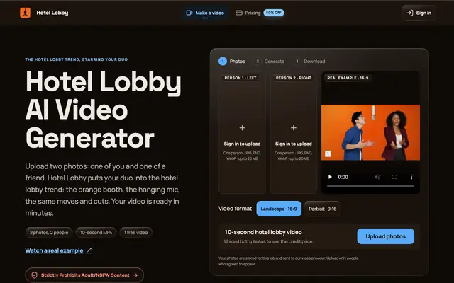 Screenshot of hotellobby.video