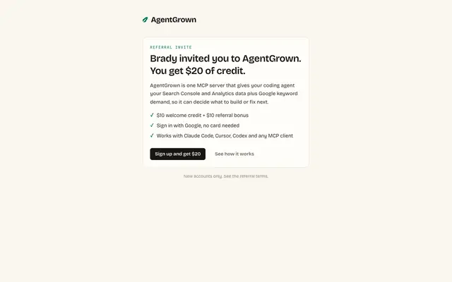 Screenshot of Brady invited you · AgentGrown