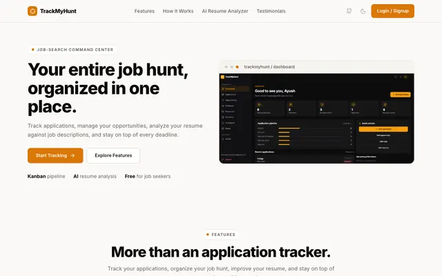 Screenshot of TrackMyHunt — Organize Your Job Hunt