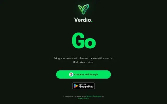 Screenshot of Verdio — AI Decision Maker