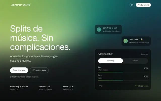 Screenshot of Banana Splits® — Splits de música. Sin complicaciones.