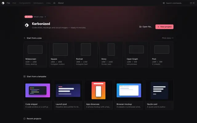 Screenshot of Karbonized | The programmable image editor