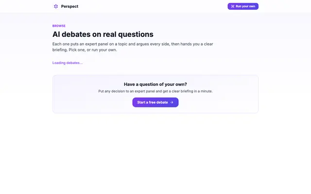 Screenshot of Perspect: AI Debate Tool | Every Side of Any Question