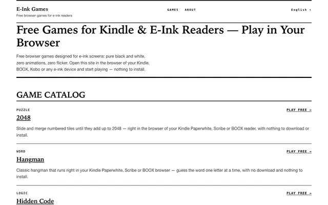 Screenshot of E-Ink Games