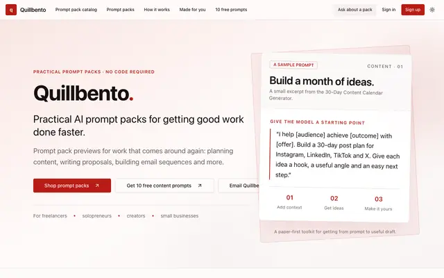 Screenshot of Quillbento