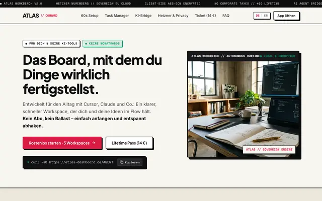 Screenshot of Atlas // The Developer-First Project Workspace