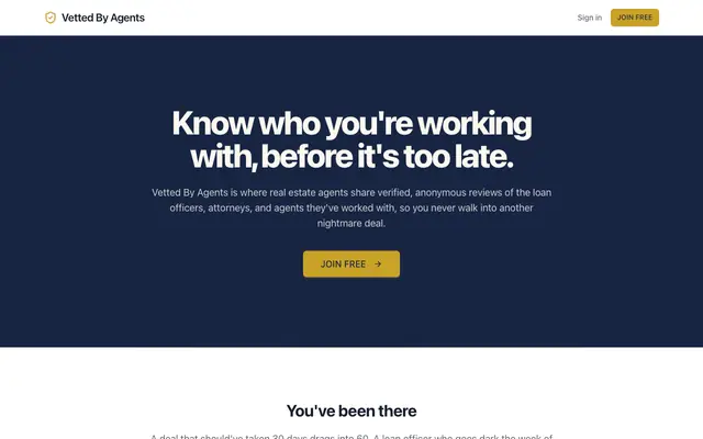 Screenshot of VettedByAgents