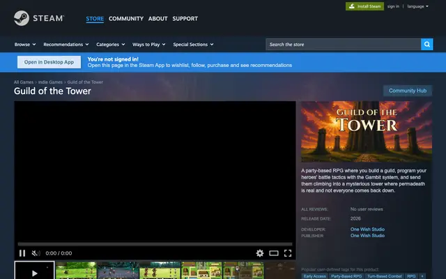 Screenshot of Guild of the Tower on Steam