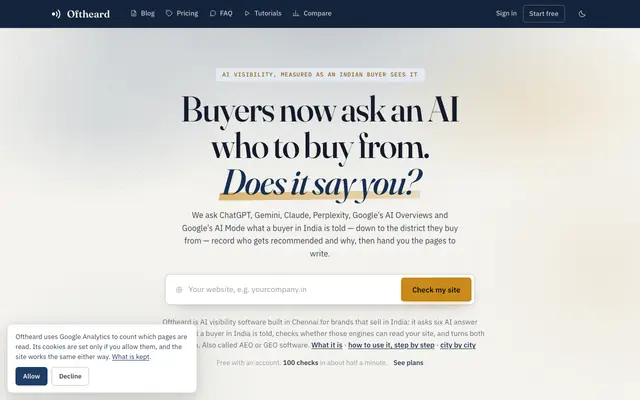 Screenshot of AI visibility in India: buyers ask an AI. Does it say you?