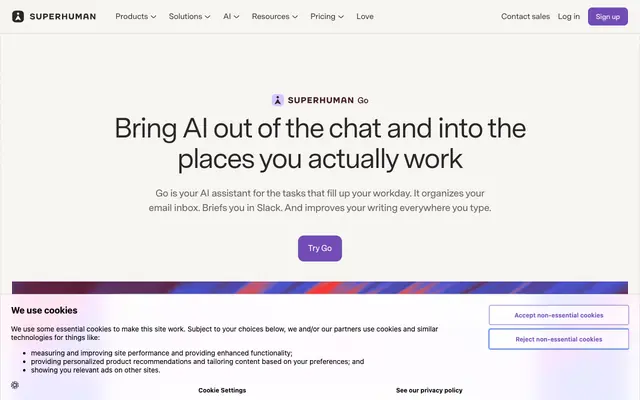 Screenshot of Superhuman Go | The AI Assistant That Works Where You Do
