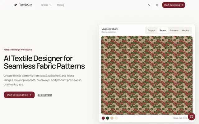 Screenshot of textilegen.com
