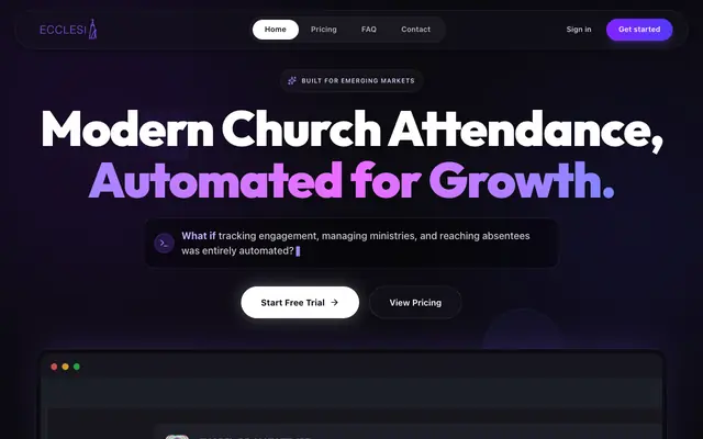 Screenshot of Ecclesia — Church Management Platform