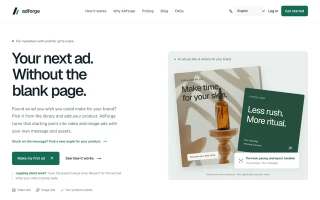 Screenshot of AdForge — Original video and image ads