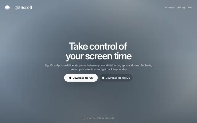 Screenshot of Take control of your screen time | LightScroll