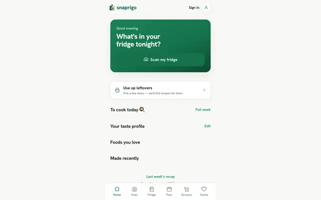 Screenshot of snaprigo