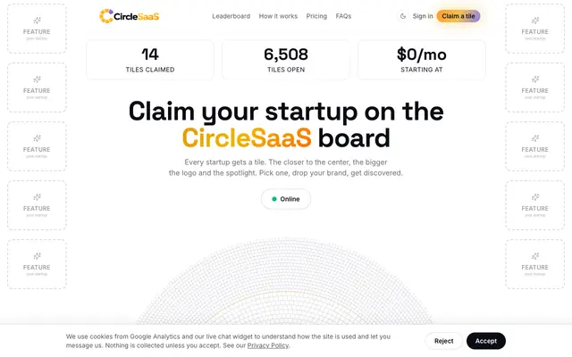 Screenshot of CircleSaaS | Claim your spot on the circle