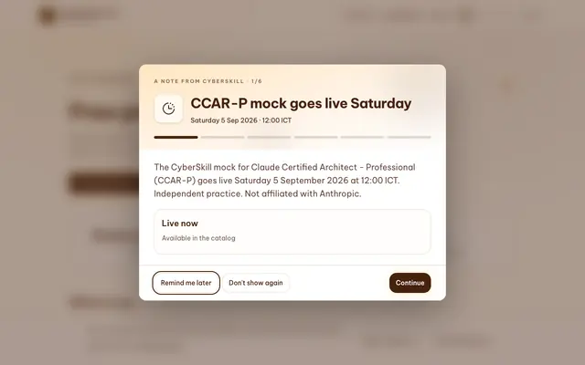 Screenshot of CyberSkill Practice — Free practice to build real skill