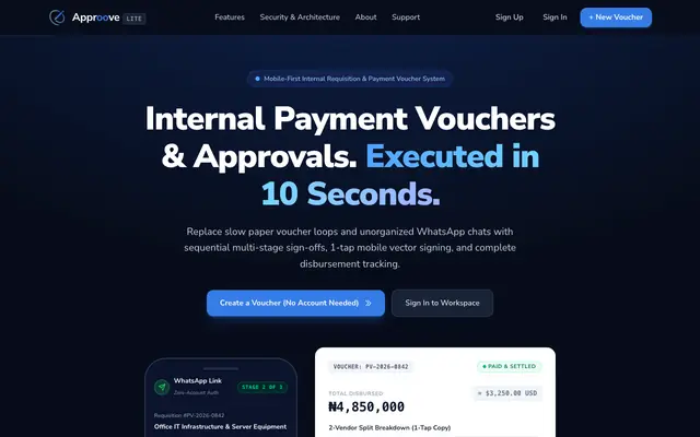 Screenshot of Internal Payment Vouchers & Approval Workflow Software — Approove Lite