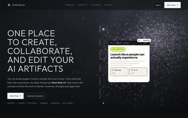 Screenshot of StarTrack — Between created and approved