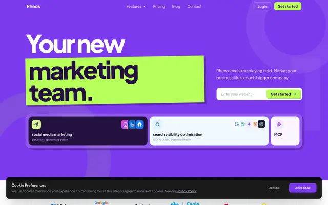 Screenshot of Your AI social media manager | Rheos