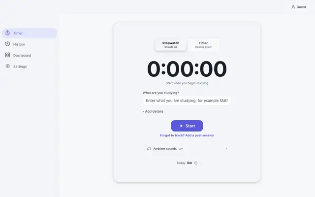 Screenshot of Studist — Free Study Time Tracker & Analytics