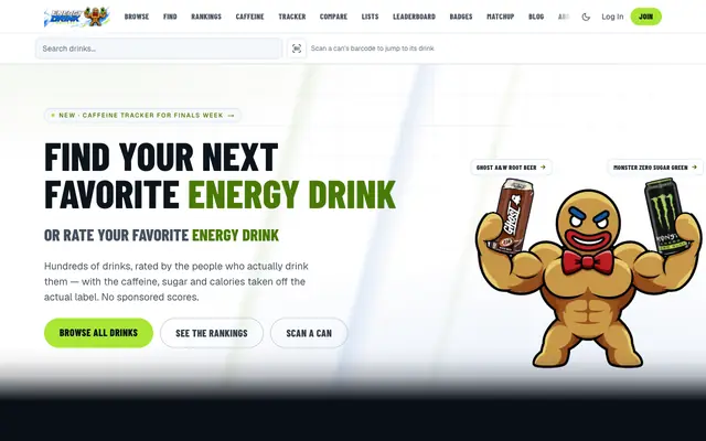 Screenshot of Energy Drink Ratings