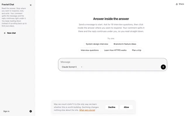 Screenshot of Fractal Chat — answer inside the answer