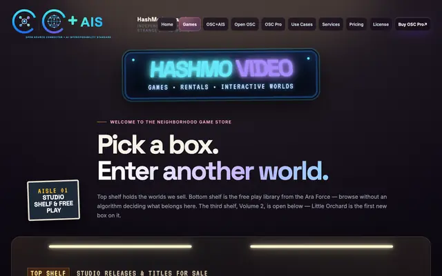 Screenshot of HashMo Games - Browse the Video Store