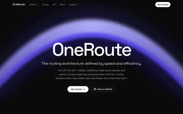 Screenshot of OneRoute — the routing architecture defined by speed and efficiency