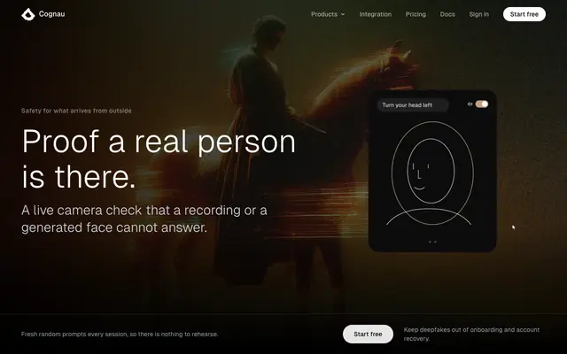 Screenshot of Cognau - Deepfake-Resistant Human Verification