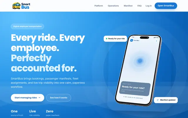 Screenshot of SmartBus — Employee transport, made simple
