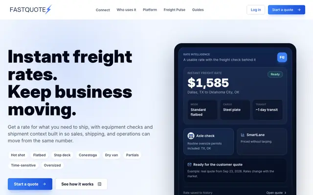 Screenshot of FastQuotes — Instant Freight Rates & Shipping Quotes | TruckitUSA