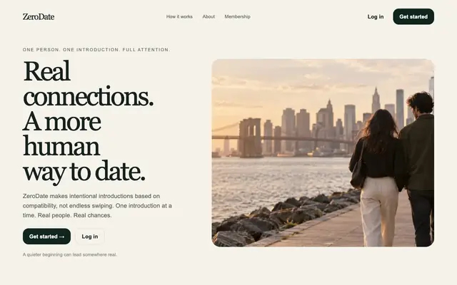 Screenshot of ZeroDate | A more human way to date